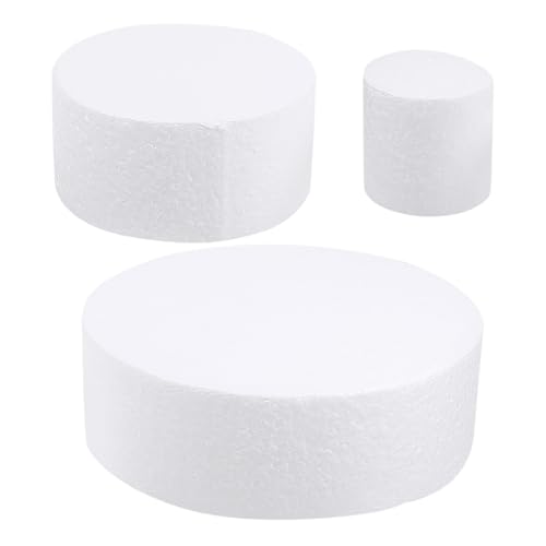 YOSADIER 3 Stück Teiliges Runde Schaumstoff Kuchenmodelle Wiederverwendbare Back Dummies Ø Leichtes DIY Übungspuppen für Tortendekoration Glatte Oberfläche für Kreative Kuchen von YOSADIER