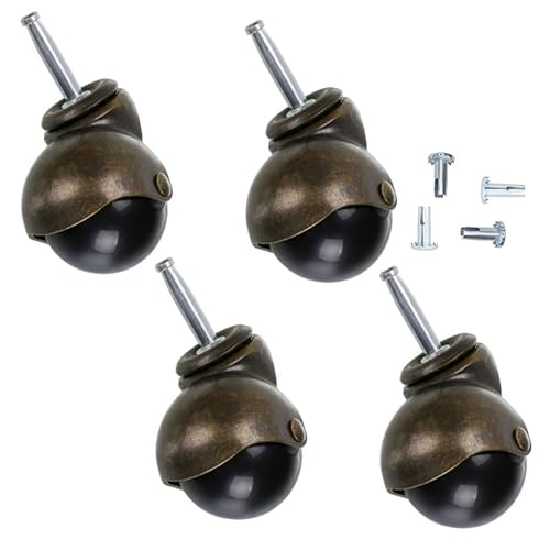 YOSADIER 4 Stück Möbelrollen aus Stahl und PP Drehbar Robuste Kugelrollen für Bürostühle und Möbel Antike Optik Einfache Montage für Home Office und Schreibtischstuhl YOSADIER 4 Stück Möbelrollen aus Stahl und PP Drehbar Robuste Kugelrollen für Bürostühle und Möbel Antike Optik Einfache Montage für Home Office und Schreibtischstuhl von YOSADIER