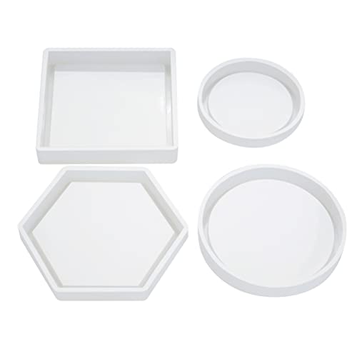 YOSADIER 4 Stück Silikon Epoxidharz Untersetzer Formen Kreative DIY Silikonform für Einzigartige Tischdekorationen mit Quadratischem Sechseckigem und Rundem Design Leicht zu Reinigen und YOSADIER 4 Stück Silikon Epoxidharz Untersetzer Formen Kreative DIY Silikonform für Einzigartige Tischdekorationen mit Quadratischem Sechseckigem und Rundem Design Leicht zu Reinigen und von YOSADIER