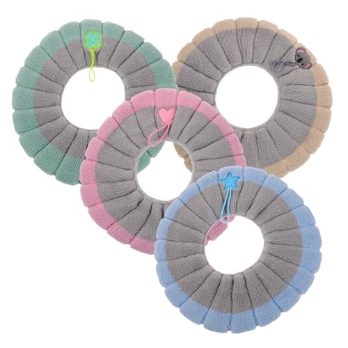 YOSADIER 4 Stück Teiliges Wc Sitzkissen Weicher Warmer Waschbarer Toilettensitzbezug mit Praktischem Griff Kuscheliges Gestricktes Sitzpolster für Zuhause und Reise von YOSADIER