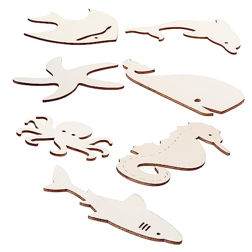 YOSADIER 42 Stück Teiliges Set Unvollendeter Holzschnittformen Meerestier Design für DIY Projekte Holzstücke zum Basteln und Dekorieren Einfach zu Bemalen und Kreativ zu Gestalten von YOSADIER