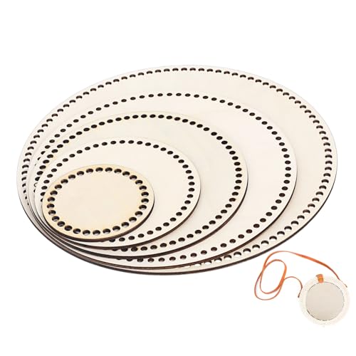 YOSADIER 5 STK. Teiliges Mini Crochet Bag Bottom Bases aus Langlebigem Holz mit Fixiertem Rahmen und Lochdesign Stabile Korb-bodenplatten zum Häkeln und Flechten für DIY Taschen und Körbe von YOSADIER