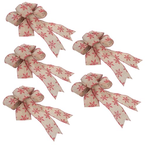 YOSADIER 5 Stück Schneeflockenschleifen Aus Sackleinen: Schleifen Zum Verpacken Von Geschenken Im Landhausstil Für Diy-projekte – Rustikale Dekorative Schleifen Für Weihnachtsgeschenke von YOSADIER