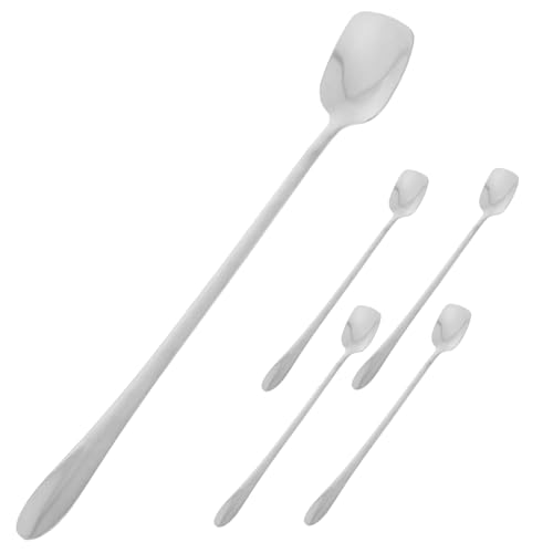 YOSADIER 5 Stück Teiliges Löffelset aus Rostfreiem mit Langem Griff Quadratischer Kopf als Bar Rührlöffel Kaffeelöffel und Cold Tea Spoon für Hohe Gläser und Cocktails YOSADIER 5 Stück Teiliges Löffelset aus Rostfreiem mit Langem Griff Quadratischer Kopf als Bar Rührlöffel Kaffeelöffel und Cold Tea Spoon für Hohe Gläser und Cocktails von YOSADIER