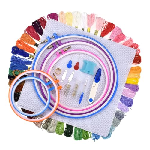 YOSADIER 55-Teiliges Set Stickfaden Embroidery kit Embroidery Set DIY-Set stickgarne stickgarn Set Embroidery Thread Bastelwerkzeugsatz Cross-Stitch-Werkzeug Stickdekor selber Machen von YOSADIER