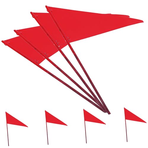 YOSADIER 8 Stück Triangular Iron Flags Markierungsflags für Rasenbewässerung Geeignet für Garten Hundetraining und Pflanzensicherung mit Stabilem Stahlmast von YOSADIER