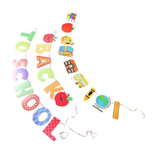 YOSADIER Schulanfangs-banner Mit Papieräpfeln Rucksack Lineal Bus Hängebanner Für Klassenzimmer-dekoration Und Festliche Feiern von YOSADIER