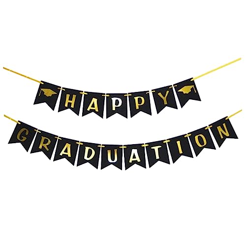 YOSADIER Graduations Banner Papierflagge Dekoratives Wimpelgirlande Abschlussfeier Partydeko Innen Außen Abschluss Deko Banner mit Stabilem Rand für Schulabschluss und Jugendweihe von YOSADIER