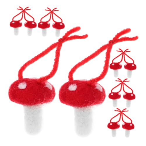 YOSADIER Haarschmuck Aus Wollfilz Pilze Pilz Stickset Süße Pilze Plüschfilz Ornamente Kits Pilz Ornament Pilz Dekorationen Pilz Bastelset Süßes Ornament Rot 12 Stück von YOSADIER