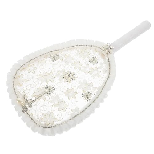 YOSADIER Handgefertigter Brautfächer mit Spitzenblumenmuster Leichter Robuster Hochzeitshandfächer für Fotoshootings Klassische Dekoration und Tanzaccessoire Elegant für Brautpaare und von YOSADIER