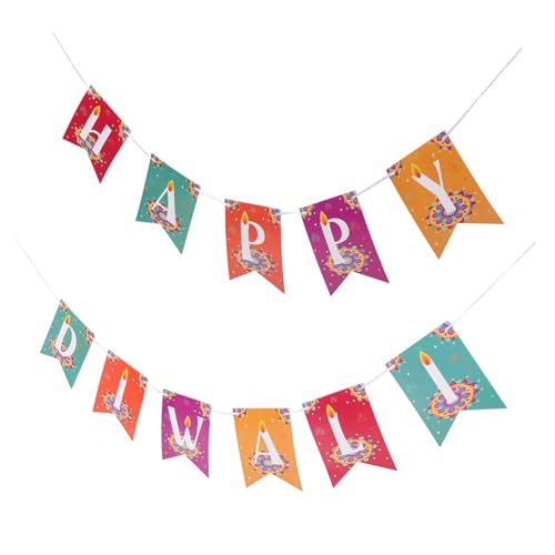 YOSADIER Happy Diwali Banner Papier Wimpelkette Party Dekoration für Diwali Festival Festliche Wanddeko Fotohintergrund für Feierlichkeiten von YOSADIER