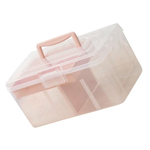 YOSADIER Transparente Multifunktionale Aufbewahrungsbox mit Praktischem Tragegriff Zweilagiges Design für Raumnutzung Robuster Bastel Organizer für Kunsthandwerk und Nähzubehör Tragbar und von YOSADIER