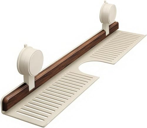 YOSEDVCB Badezimmerregal Mit Saugnapf Aus Walnussholz, An Der Wand Montierter Waschbecken-Organizer, Duschregal Mit Saugnapf, Abnehmbare Dusch-Saugregale, for Schlafzimmer, Toilette, Küche(2,50cm) von YOSEDVCB
