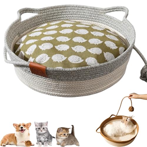 YOSEDVCB Katzenbett-Seil Aus Baumwolle, Handgewebter Spielzeugkorb for Große Katzen, Handgewebtes, Faltbares, Dehnbares, Atmungsaktives Gewebe, for Kleine Und Große Katzen Und Hunde(Gray+Mat,Medium) YOSEDVCB Katzenbett-Seil Aus Baumwolle, Handgewebter Spielzeugkorb for Große Katzen, Handgewebtes, Faltbares, Dehnbares, Atmungsaktives Gewebe, for Kleine Und Große Katzen Und Hunde(Gray+Mat,Medium) von YOSEDVCB