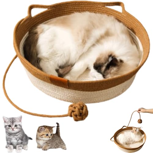 YOSEDVCB Katzenbett-Seil Aus Baumwolle, Handgewebter Spielzeugkorb for Große Katzen, Handgewebtes, Faltbares, Dehnbares, Atmungsaktives Gewebe, for Kleine Und Große Katzen Und Hunde(Brown,Medium) von YOSEDVCB