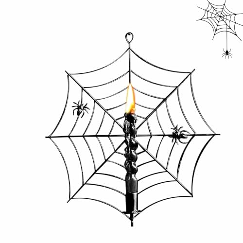 YOSEDVCB Kerzenhalter In Spinnennetzform, Kerzenständer Aus Metall In Form Eines Spinnennetzes, Hängende Dekoration for Halloween-Partys, Ambiente-Dekor for Zuhause, Fenster Im Freien(Black) von YOSEDVCB