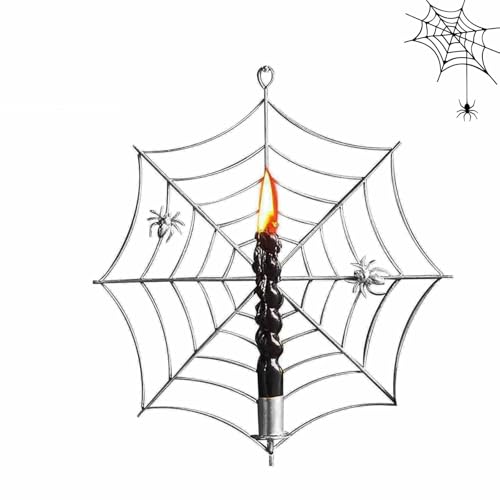 YOSEDVCB Kerzenhalter In Spinnennetzform, Kerzenständer Aus Metall In Form Eines Spinnennetzes, Hängende Dekoration for Halloween-Partys, Ambiente-Dekor for Zuhause, Fenster Im Freien(Gray) von YOSEDVCB