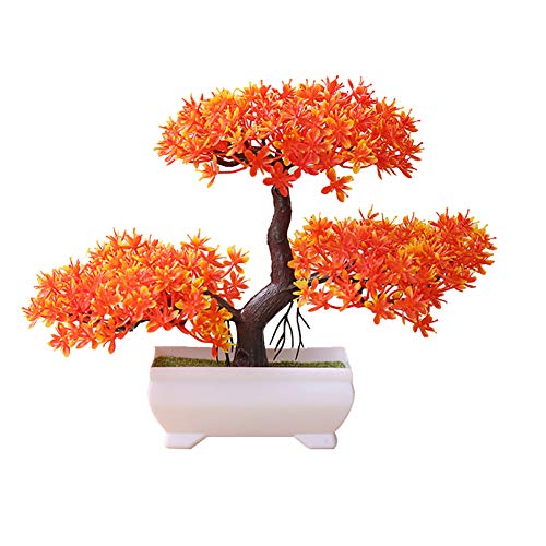 YOSEMITE Bonsai mit einladendem Kiefer, künstliche Topfpflanze für Zuhause, Büro, Dekoration sunset red von YOSEMITE