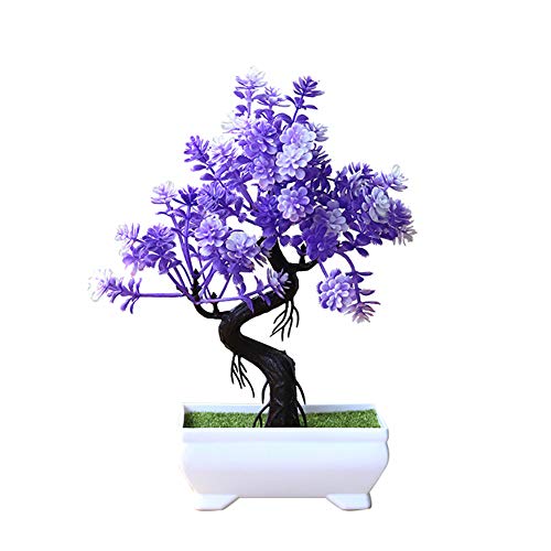 YOSEMITE Künstliche Bonsai-Pflanze im Topf, für Zuhause, Büro, Schreibtischdekoration violett von YOSEMITE