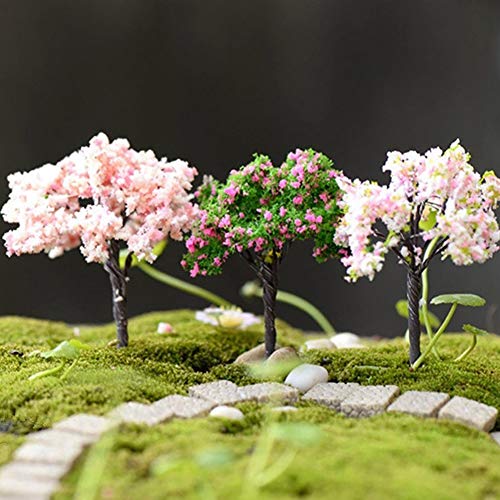 YOSEMITE Mini-Kirschblüten-Bonsai-Ornament, Puppenhaus-Dekoration, 3 Stück von YOSEMITE