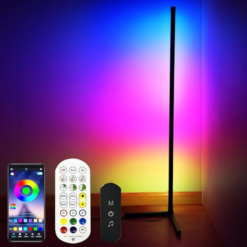 YOSION LED Stehlampe RGB Eckstehlampe, Musik Sync Farbwechsel Dimmbar Helligkeit USB-Stromversorgung für das Wohnzimmer，Spielzimmer, Schlafzimmer, Party-Deko von YOSION