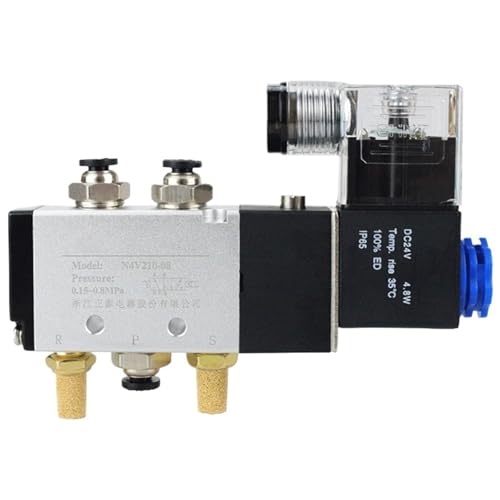 1/4 "pneumatische Steuerluftmagnetventile Typ 4V210-08 + Schalldämpferarmaturen 12 V DC 24 V AC 110 V 220 V 5/2(DC12V,6mm connector) von YOSLQRRCX