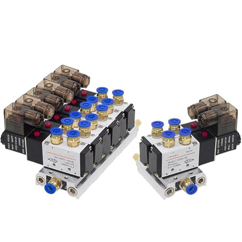 12/24 V DC 110/220 V AC Multi Option 4V210-08 Pneumatische Magnetventil Block Mit Schalldämpfer Fitting Basis Verteiler 2/3/4/6 weg(5 Row 8mm fitting) von YOSLQRRCX