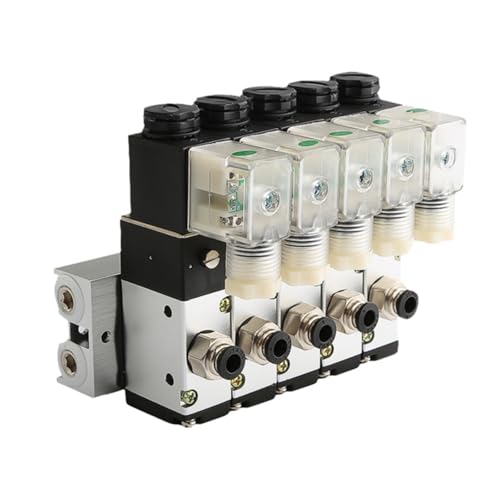 220 V 24 V 110 V 12 V Multi Option 3V210-08 Pneumatischer Magnetventilblock Mit Schalldämpferanschluss, 3 Anschlüsse, 2 Positionen(AC220V 8mm fittings) von YOSLQRRCX