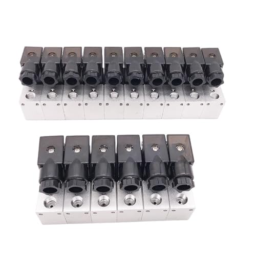 3-Wege-Pneumatik-Aluminium-Magnetventil 3V1-06 Anschluss 1/8 Zoll BSP AC DC Mikrosteuerung Gas-Elektroventilverteiler(8-SET) von YOSLQRRCX