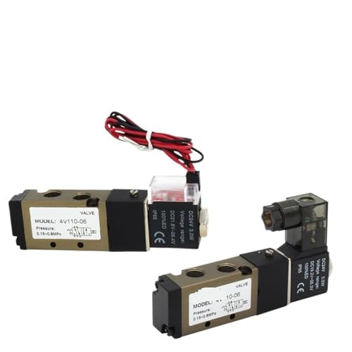 4V110-06 5-Wege-2-Positionen-Pneumatik-Magnetventil 1/8 Zoll DC 12 V DC 24 V AC 110 V AC220 V mit 4 mm 6 mm 8 mm Anschluss(WHITE) von YOSLQRRCX