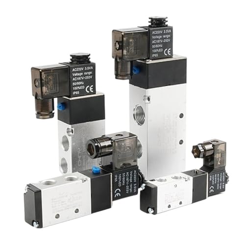 4v210-08 Pneumatisches Ventil Elektrisches Magnetventil Steuerung Luft Gas Magnetisch 5-Wege 2-Position DC12V 24V AC110V 220V Spule Volt(4V210-08 w SL1002,AC110V) von YOSLQRRCX