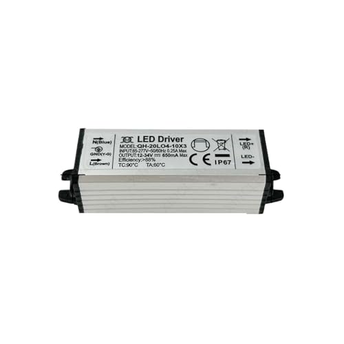 7W 10W 12W 15W 18W 20W LED Driver DC 21-65V 15-45V 12-34V 6-20V 900mA 600mA 420mA 300mA Lighting Transformers Power Supply(Aluminum Case,DC 12-34V 600mA) von YOSLQRRCX