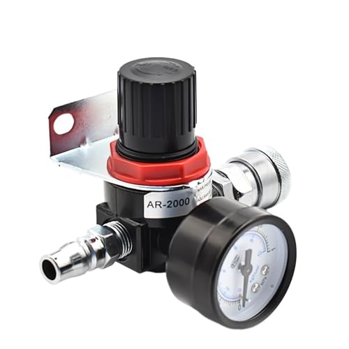 AR2000 G1/4'' Pneumatic Mini Air Pressure Relief Control Compressor Regulator Treatment Units Valve with Gauge 4MM-16MM Fitting(PC 6mm Fitting) von YOSLQRRCX