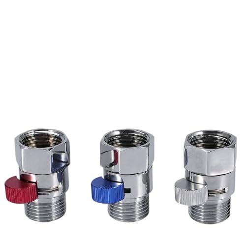 Badezimmer Dusche Messing Junction Wasserdurchflussregelventil Gerader Durchgang Absperrwinkelventil Badewanne Wasserhahn Zubehör(Blue) von YOSLQRRCX