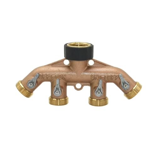 Garden Water Pipe 4 Way Splitter Brass With 3/4" Thread Garden Tap Shunt Four Qutlets Irrigation Valve Quick Connector 1pcs(I) von YOSLQRRCX