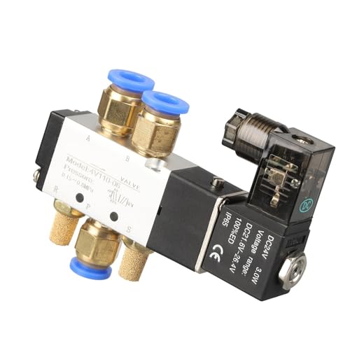 Magnetventil 4V110-06 12 V 1/8 Zoll 3-Wege-Pneumatik-Luftregelventil Elektrisches Gas-Magnetventil Aluminiumgehäuse(8MM,DC24V) von YOSLQRRCX