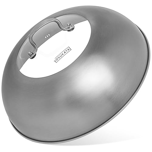 YOSUKATA Wok-Deckel 34,5 cm - 304 Edelstahl-Wokdeckel Mit Gehärtetem Glas und Dampflöchern - Abdeckung für 36 cm Wokpfanne - Schmelzkuppel - Grill-Zubehör von YOSUKATA