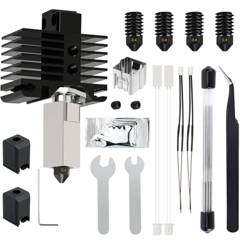 YOTINO 0,4mm Hotend Kit für X1/X1C 3D-Drucker, Extruder Hotend mit 4 Düse aus gehärtetem Stahl, Silikon Socke,Thermistor, Reinigungsnadeln und Schraubenschlüssel YOTINO 0,4mm Hotend Kit für X1/X1C 3D-Drucker, Extruder Hotend mit 4 Düse aus gehärtetem Stahl, Silikon Socke,Thermistor, Reinigungsnadeln und Schraubenschlüssel von YOTINO