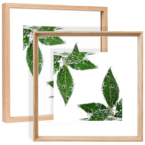 YOTINTIN Schwebender Bilderrahmen, 30,5 x 30,5 cm, 2 Stück, doppelseitiger Glas-Bilderrahmen für Bilder jeder Größe bis zu 30,5 x 30,5 cm, Wand- oder Tisch-Displays, zweischneidiger Rahmen, Natur YOTINTIN Schwebender Bilderrahmen, 30,5 x 30,5 cm, 2 Stück, doppelseitiger Glas-Bilderrahmen für Bilder jeder Größe bis zu 30,5 x 30,5 cm, Wand- oder Tisch-Displays, zweischneidiger Rahmen, Natur von YOTINTIN