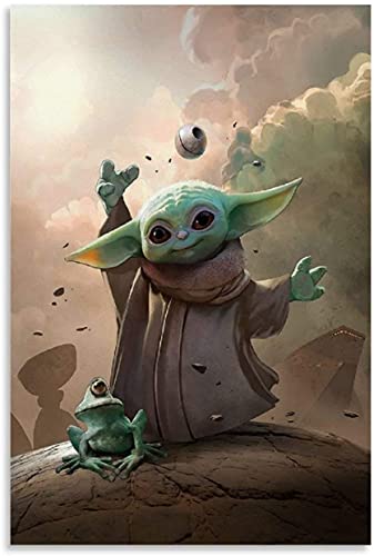 YOTOO Leinwand Malerei Bild Star Wars Mandalorianer Baby Yoda für die Esszimmerdekoration Poster Wandkunst Bilder Und Drucke 15.7"x23.6"(40x60cm) Kein Rahmen von YOTOO