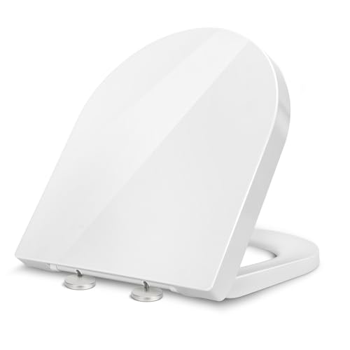 Premium WC-Sitz Toilettensitz mit Absenkautomatik, YOTOREE Toilettendeckel, D Form Duroplast Klodeckel mit Verstellbaren Scharnieren, Quick-Release Funktion für einfach Reinigung, Weiß Premium WC-Sitz Toilettensitz mit Absenkautomatik, YOTOREE Toilettendeckel, D Form Duroplast Klodeckel mit Verstellbaren Scharnieren, Quick-Release Funktion für einfach Reinigung, Weiß von YOTOREE