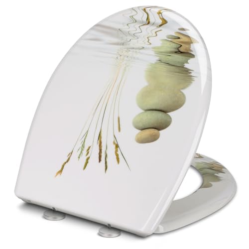 Premium WC-Sitz Toilettensitz mit Absenkautomatik, YOTOREE Toilettendeckel, O Form Duroplast Klodeckel mit Verstellbaren Scharnieren, Quick-Release Funktion für einfach Reinigung, Cyan-Stein Premium WC-Sitz Toilettensitz mit Absenkautomatik, YOTOREE Toilettendeckel, O Form Duroplast Klodeckel mit Verstellbaren Scharnieren, Quick-Release Funktion für einfach Reinigung, Cyan-Stein von YOTOREE