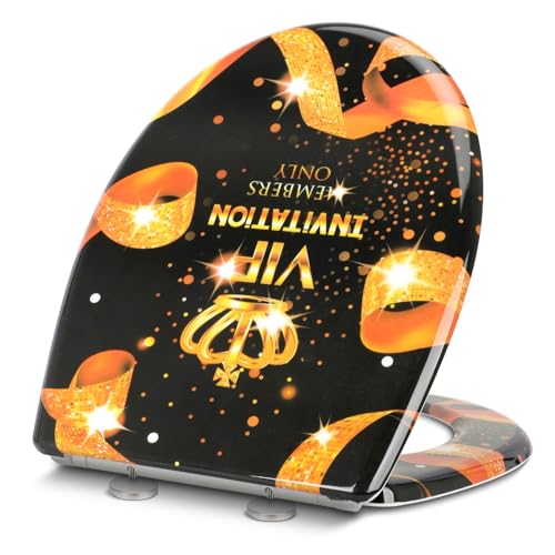 Premium WC-Sitz Toilettensitz mit Absenkautomatik, YOTOREE Toilettendeckel, O Form Duroplast Klodeckel mit Verstellbaren Scharnieren, Quick-Release Funktion für einfach Reinigung, VIP Premium WC-Sitz Toilettensitz mit Absenkautomatik, YOTOREE Toilettendeckel, O Form Duroplast Klodeckel mit Verstellbaren Scharnieren, Quick-Release Funktion für einfach Reinigung, VIP von YOTOREE