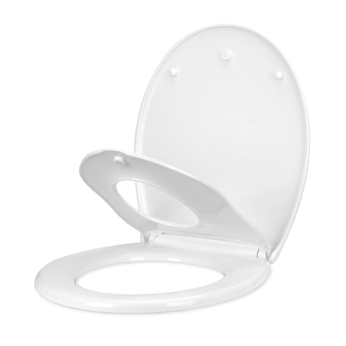 YOTOREE Toilettendeckel mit Kindersitz, WC-Sitz Toilettensitz mit Absenkautomatik, O Form Kunststoff Klodeckel mit Verstellbaren Scharnieren, Quick-Release Funktion für einfach Reinigung, Weiß von YOTOREE