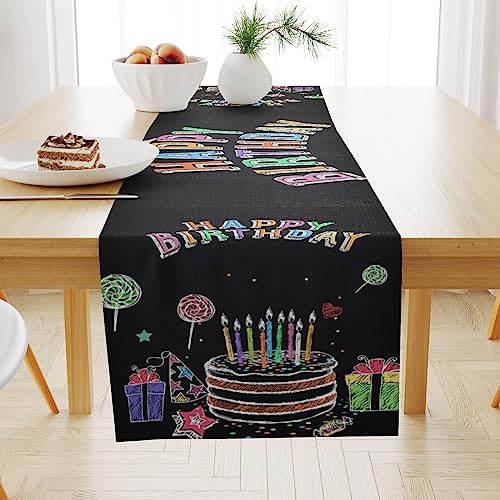 YOTOYOU Alles Gute zum Geburtstag Tischläufer Winter Frühling Saisonnal Küche Tisch Dekoration drinnen draußen Urlaub Party Wohnzimmer Dekor 40x240cm von YOTOYOU