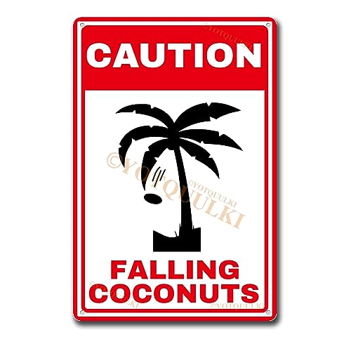 Metallschild Caution Falling Coconuts Aluminium Blechschild Warnschild Falling Coconuts Schild Aluminium 20,3 x 30,5 cm von YOTQUULKI