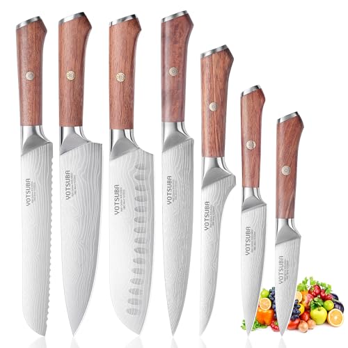 YOTSUBA Messerset Scharfes Küchenmesser Set aus hochwertigem Carbon Edelstahl Profi Kochmesser Set 7-teilig mit Scharfer Klinge, Küchenmesser mit Ergonomischem Palisanderholzgriff, Langlebiges YOTSUBA Messerset Scharfes Küchenmesser Set aus hochwertigem Carbon Edelstahl Profi Kochmesser Set 7-teilig mit Scharfer Klinge, Küchenmesser mit Ergonomischem Palisanderholzgriff, Langlebiges von YOTSUBA