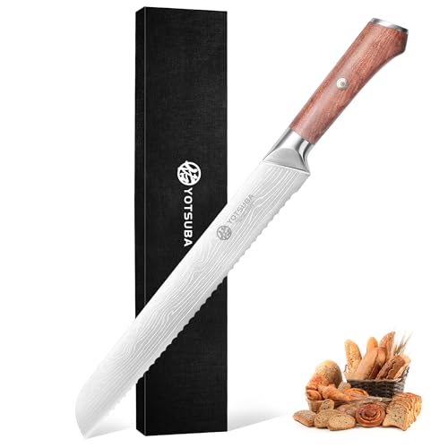 YOTSUBA Scharfes Brotmesser 26cm, Professional Bread Knife mit Hochgekohltem Edelstahl, Brotschneidemesser mit Gezahnter Klinge ist ein Professionelles Brotmesser für die Brotherstellung von YOTSUBA