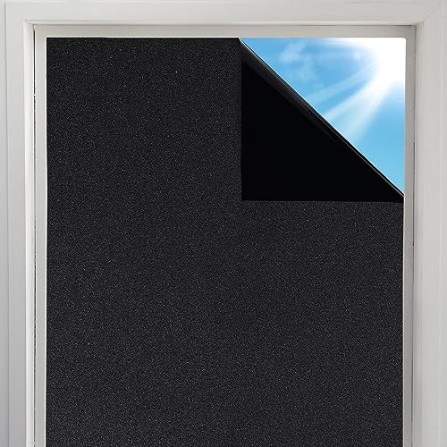 Fensterfolie Blickdicht Schwarz Verdunklungsfolie Für Fenster Verdunkelungsfolie Sichtschutz Fensterfolien Milchglasfolie Selbstklebend Dunkel Folie Abdunklungsfolie Anti-UV(60 * 200CM) von YOU LAUGH YOU DRINK