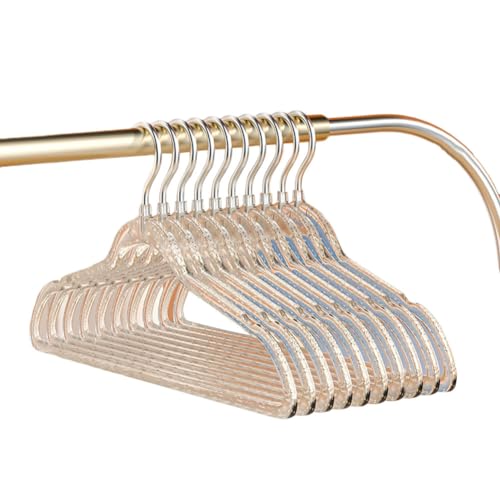 10 Stück Transparente Kleiderbügel aus Kunststoff Mit Glitzer, Rutschfester Kleiderbügel, Nahtlose Hochzeitskleid Elegant Kleiderbügel Für Schrank Und Kleiderschrank Silber von YOUCAI